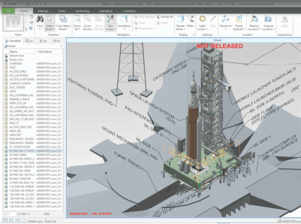 Mise Artemis: Jak digitální inženýrství a PLM pomáhají řídit konfigurace a změny v kosmických programech 2 Mise Artemis CAD Creo